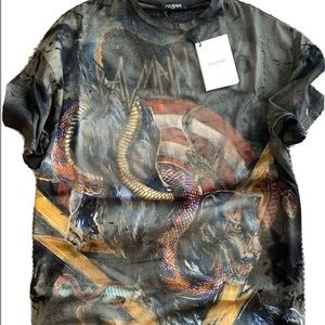Balmain - Panther Print Destroyed T-Shirt Women